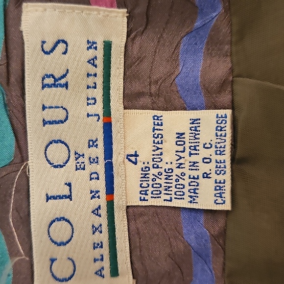 Vtg COLOURS 1980s Power Pastel Striped Drop Waist Skirt Bow Top Set - Picture 12 of 16